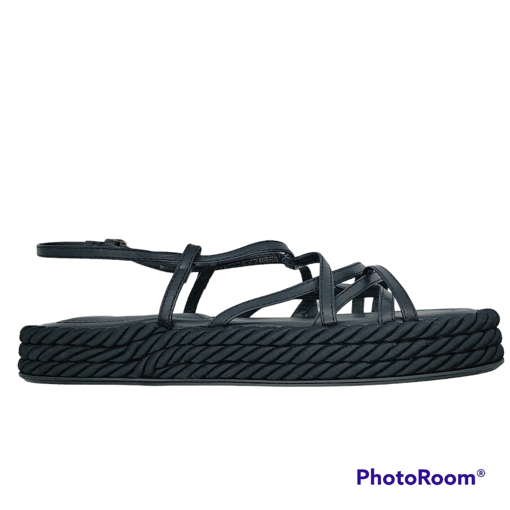 Zara Women's Leather Rope Flatform Sandals Sz 6.5